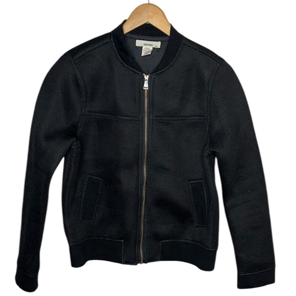 Sans Souci Black Mesh Gold Zip Jacket Women Size M